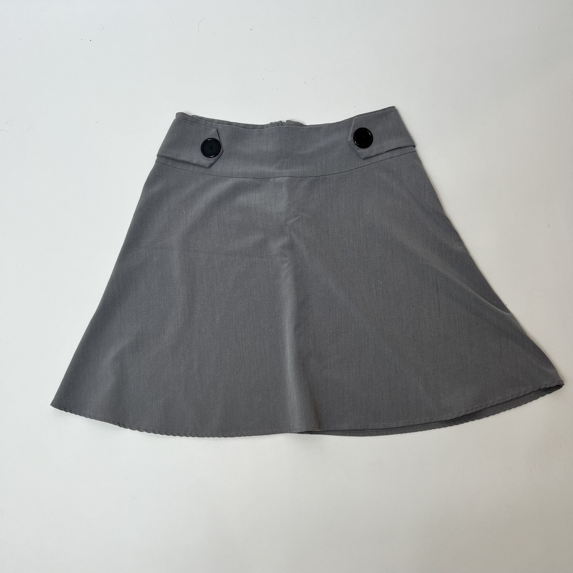 Gray A-Line Skirt with Button Detail