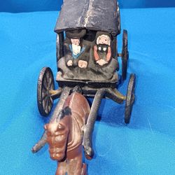 Antique Cast Iron Amish Horse And Buggy 2 piece