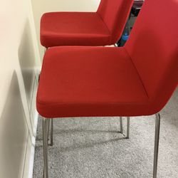 2 Bar Stools - High Chairs Red 