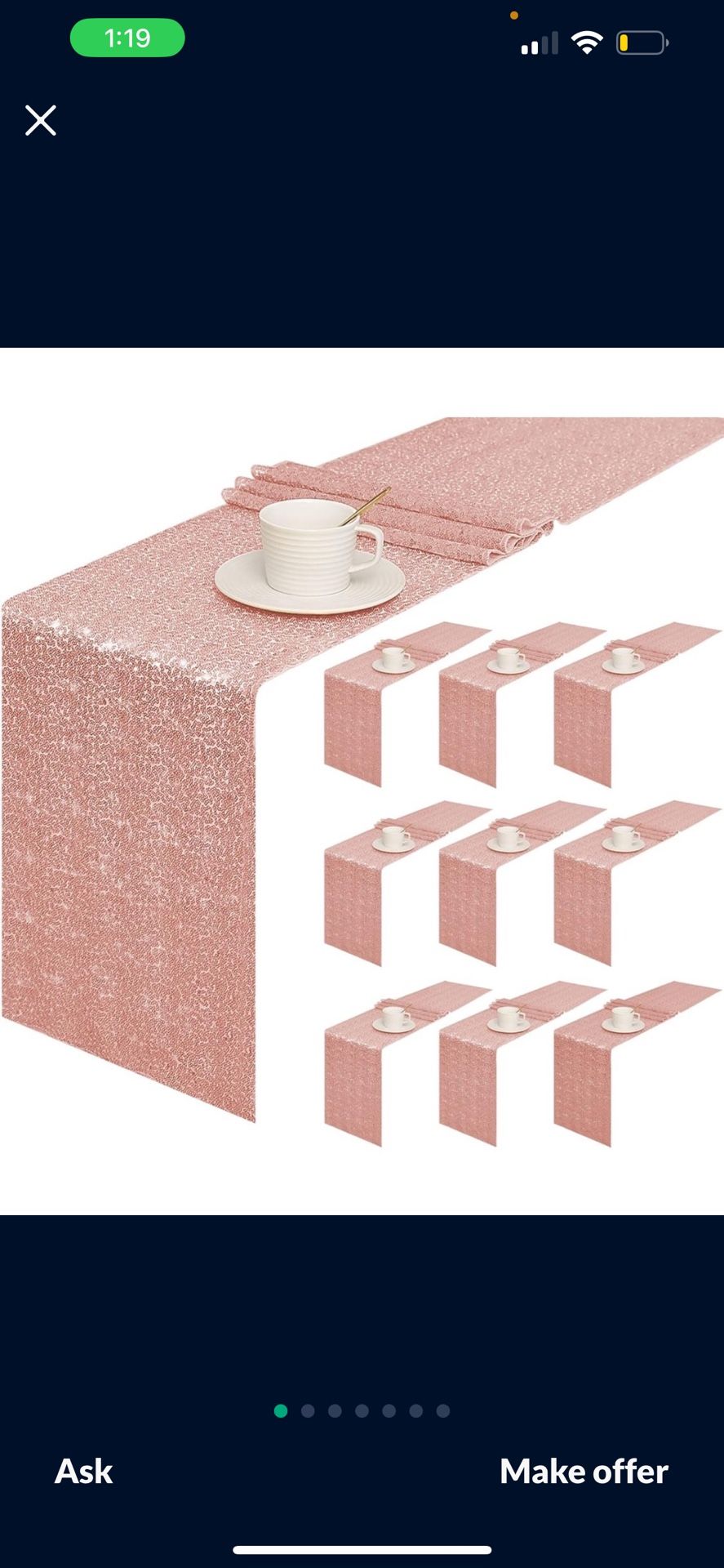 6 Packs 12”x112” Inches Sequin Table Runner, Glitter Rose Gold Table Runner for Birthday Party Supplies Wedding Holiday Celebration Event Decorations