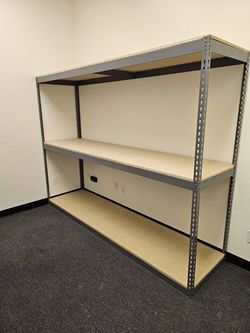 Garage Shelving 96 in W x 24 in D Steel Rivet Rack 3 Tier Similar to Uline Stronger Than HomeDepot Lowes And Costco Delivery Available