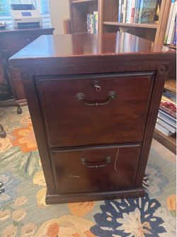 Solid wood filing cabinet with key