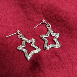 Surgical Post High Quality Rhinestone Star Earrings Silver Brand New