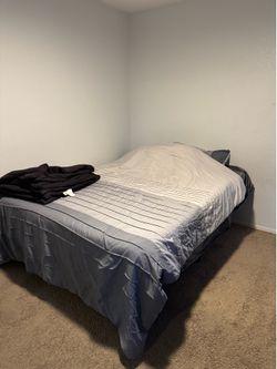 Queen bed with metal bed frame