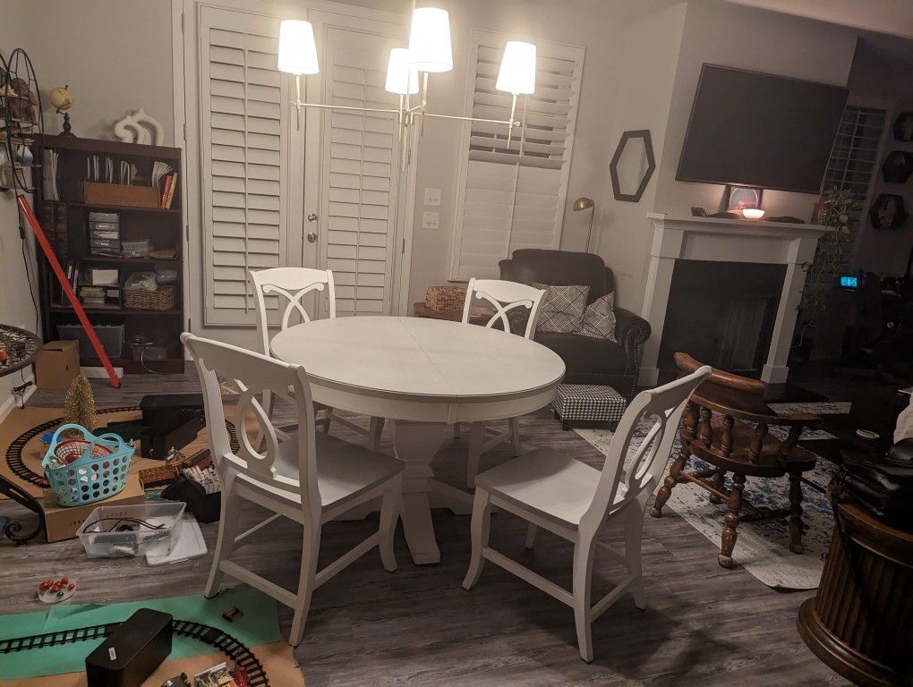 Dining Table (Real Wood) And Four Chairs