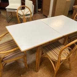 Vintage Bamboo Card Table And Chairs 