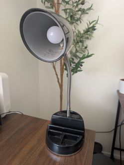 Black Gooseneck Desk Lamp with Organizer Base