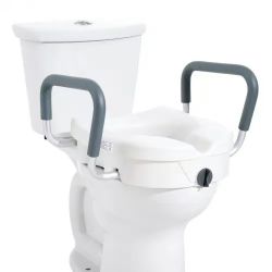 559^Raised Toilet Seat, 5" Height Raised, 350 lbs Weight Capacity, for Round and Elongated Toilet, Twist Lock Installation,19.1" - 21.7" Adjustable Wi