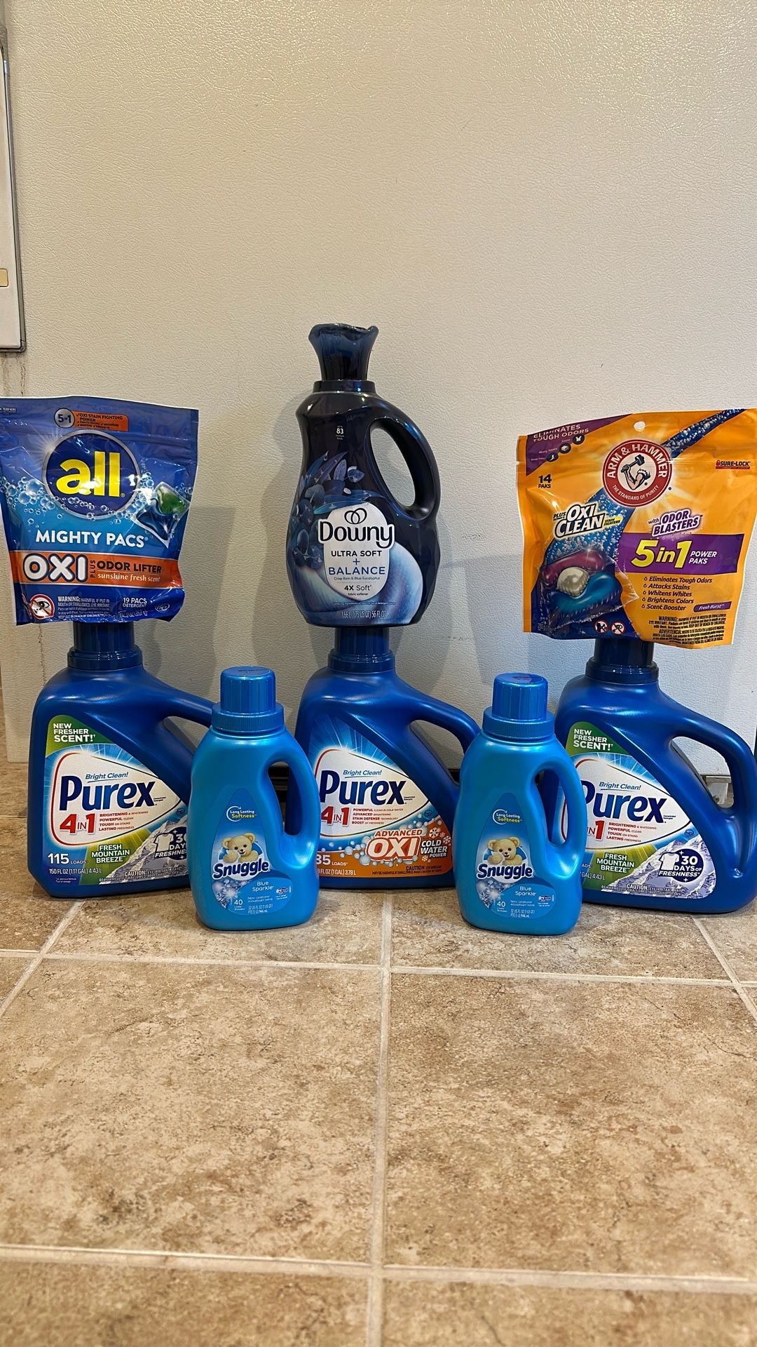 Large Purex, Downy, Snuggle, All, Arm & Hammer Laundry Bundle