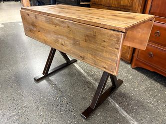 Rustic Wooden Drop-Leaf Rectangular Dining Table