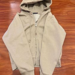 Brandy Melville🤍 Women's Tan and Cream Hoodie 