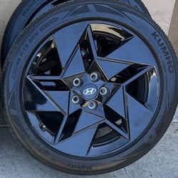19” Hyundai Sonata Kona Veloster Genesis Black Wheels Rims Kumho Tires 2023