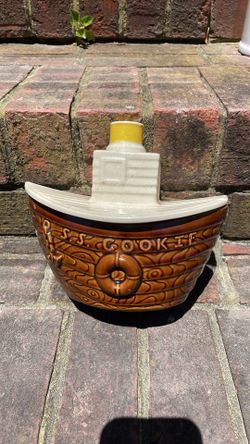 Vintage S.S. Cookie Jar Boat Ship Made in USA 354