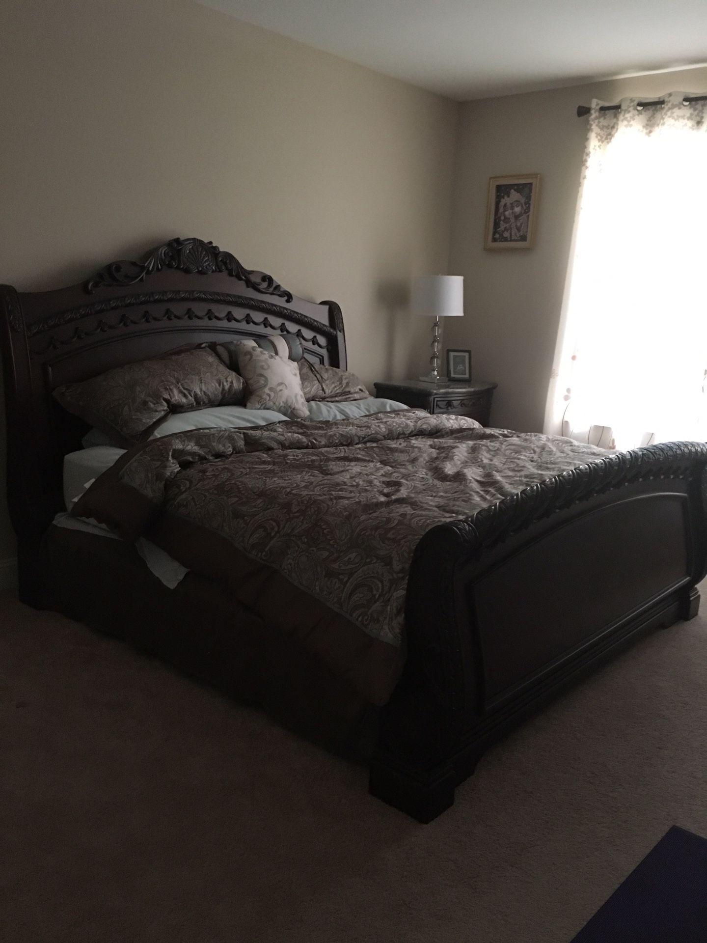New King size Bed room set with mattress and box spring