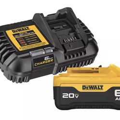 DEWALT 20V MAX Lithium-Ion 6.0 Ah Battery and Fast Battery Charger 