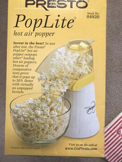 Vintage Presto Poplite Air Popcorn Popper W/ Butter Melter Cup