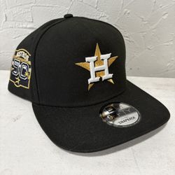 MLB New Era Houston Astros Black 50th Anniversary Patch 9fifty A Frame SnapBack Hats
