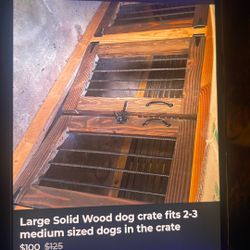 Large solid wood dog crate