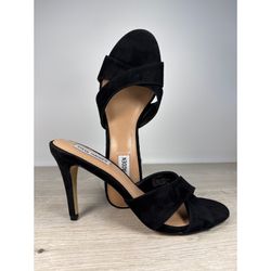Steve Madden Evie Womens 8.5M Black Suede Crisscross Stiletto Slide Mules