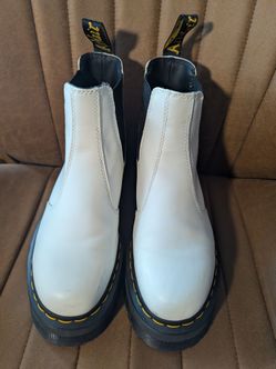 White Platform Chelsea Boot Dr. Martens Leather