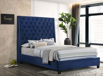 HH430 6FT - Queen, Blue Velvet BED