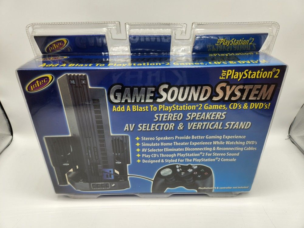 New Intec Game Sound System For Playstation 2 (PS2) Stereo Speakers AV Selector