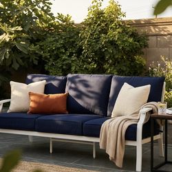 Allen + Roth Outdoor Sofa – Navy Cushions
