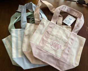 Trader Joe’s Pastel Striped Mini Canvas Tote Bags $40 each