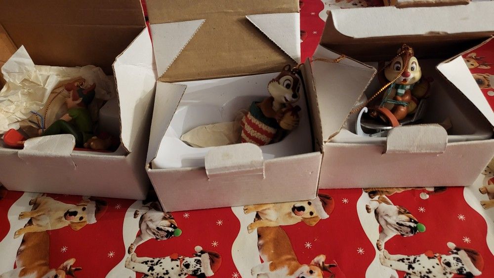vintage  Disney Grolier  Chip and Dale peter pan ornaments 