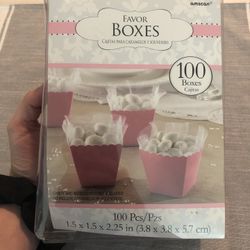 Square, Pink Party Favor Boxes