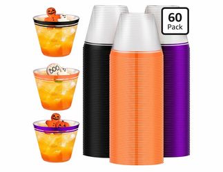 60 Pcs 9 oz Rimmed Swirl Plastic Cups