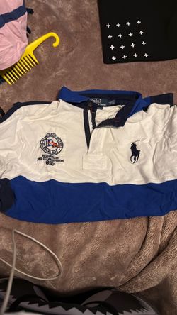 Blue and  white polo shirt custom fit