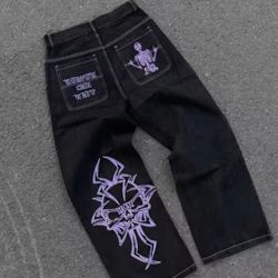 Black and purple streetwear jeans #streetwear