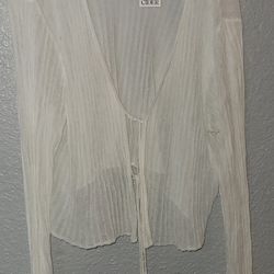 Cider Womens 2XL Long Sleeve Over Coat Wrap White Waist Tie,Stretchy