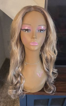 Human hair wavy curled lace wig 24 inch