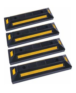 Parking Stopper for Garage Heavy Duty Rubber Parking Block Curb - Wheel Stop with Scatter Glass Reflective Yellow Targets for Car Garage Floor and Tru