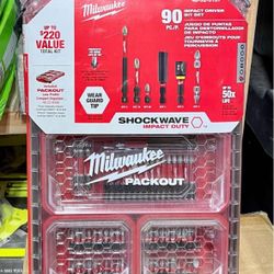 Milwaukee Driver Bit Set w/ Packout Case Impact Duty Alloy Steel (90-Piece)