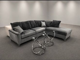 GREY VELVET SECTIONAL W/ LED’s 🤩🤩🤩