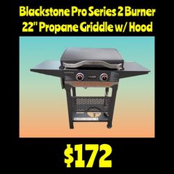 New Blackstone Pro Series 2 Burner 22" Propane Griddle w/ Hood: Njft