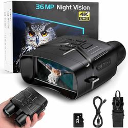 Night Vision Goggles for Hunting, 4K Infrared Night Vision Binoculars with Rechargeable Battery and Anti-Shake Motion Detection for Surveillance 
