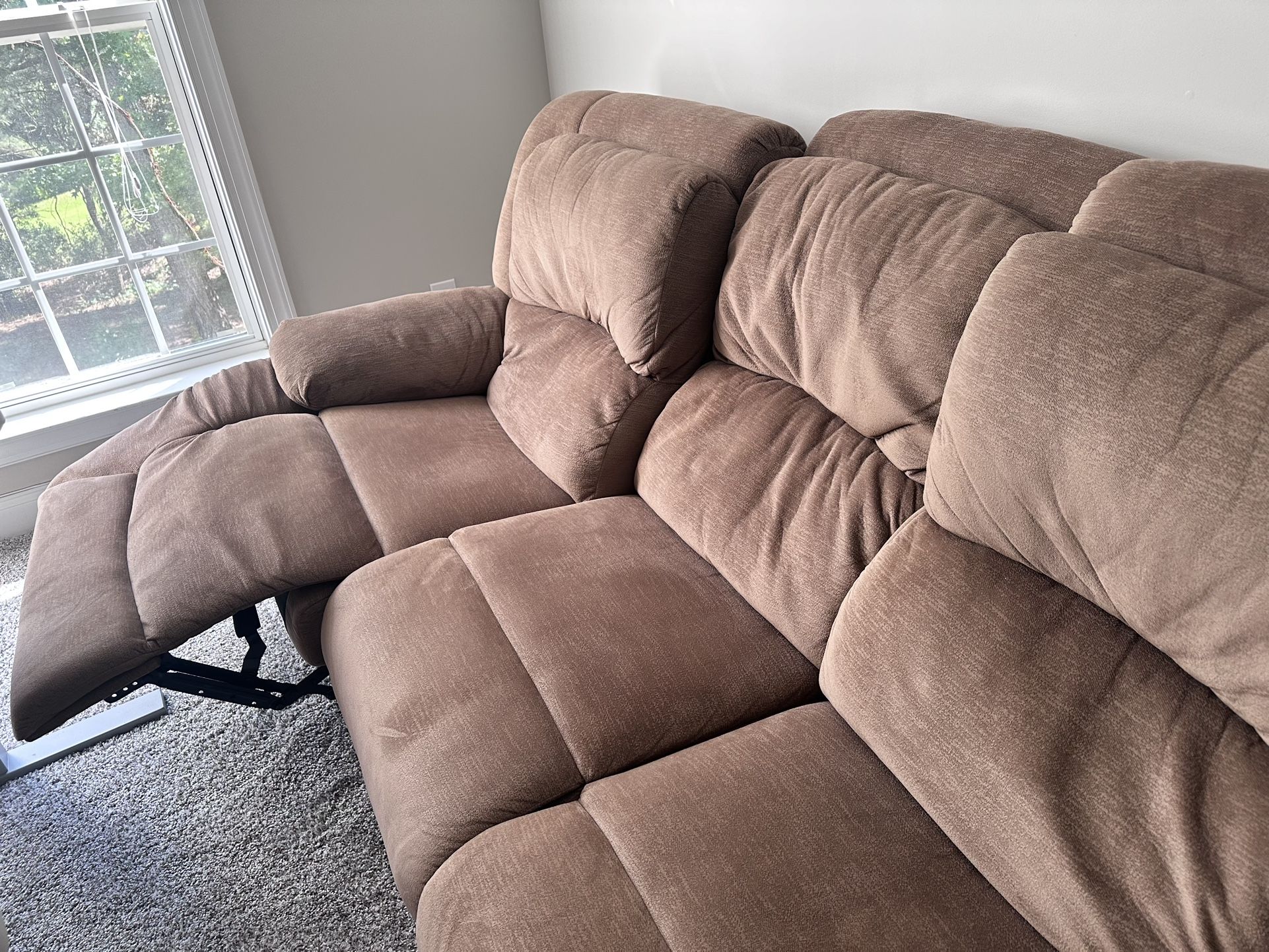 Large Fabric Reclining Sofa and loveseat For Sale