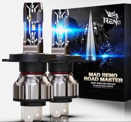 RENO H4 LED Bulbs, 9003 LED 12000LM 6500K Cool White Dual Beam 9003 H4 HB2 Bulb Light Fanless In Line Plug and Play, Pack of 2