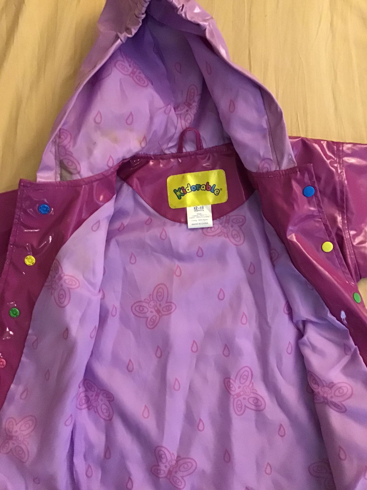 Kidorable brand. Size 18 months rain jacket. Perfect condition fabric shell.