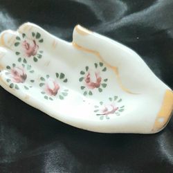 Floral Ceramic Hand Ring Dish Hand Painted Vintage Irice Products made in Japan Jewelry Dish

