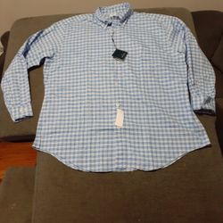 BROOKS BROTHERS -USA BUTTON DRESS SHIRT XXL 18 34/35 WHITE BLUE OXFORD REGENT