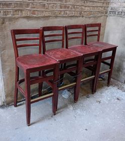 6 Solid 30" Wood Bar Stools "Old Dominion" Sturdy Set. (Needs Refinishing)