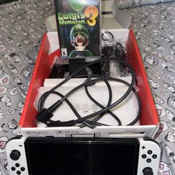 Nintendo Switch OLED (White) + Game - Good Condition