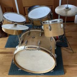 1954-57 Slingerland GENE KRUPA Knotty Pine Finish ENSEMBLE 7-N Drum Set