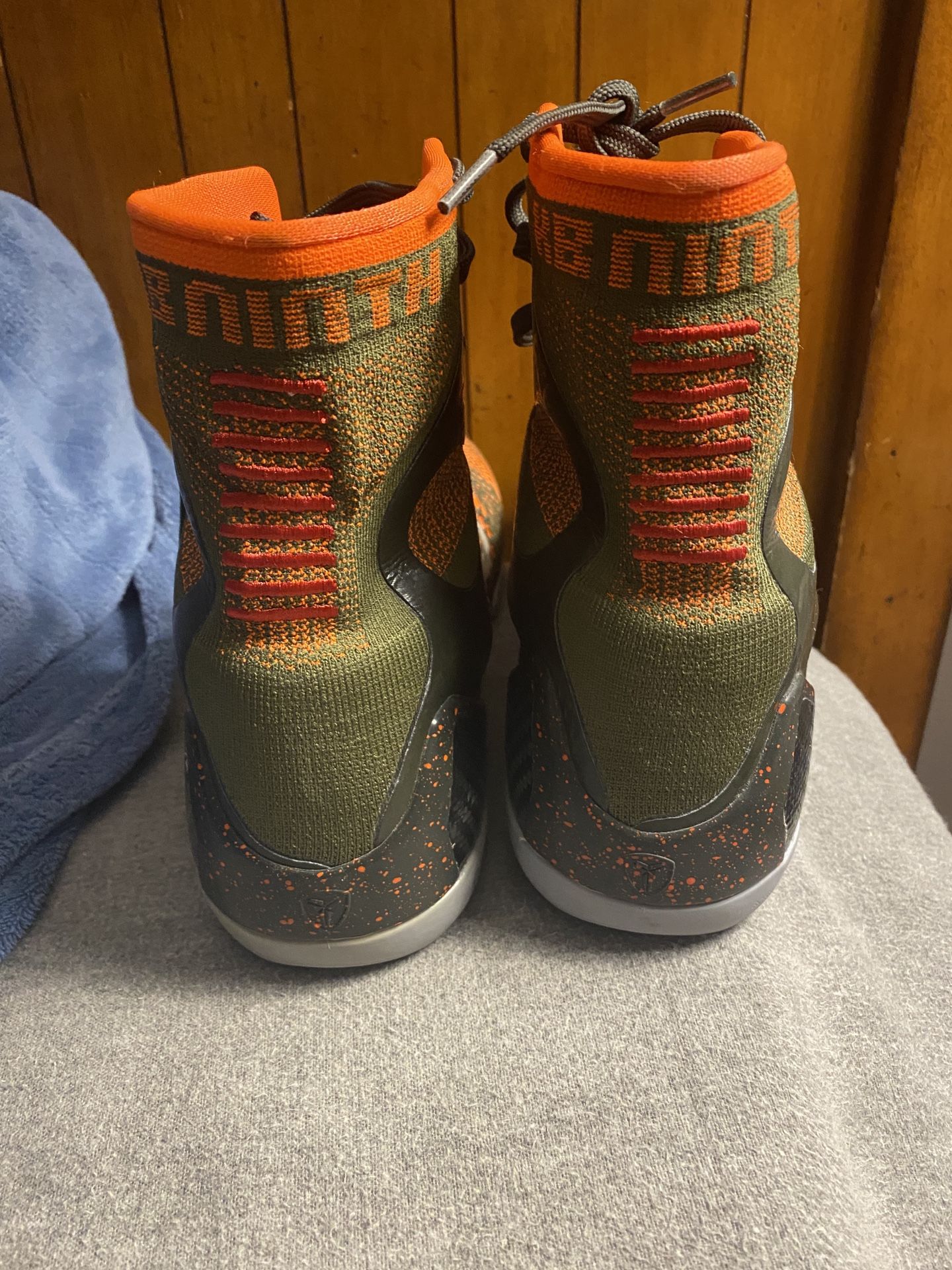 Kobe 9 elite high neon orange and army green