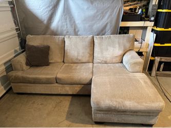 Free Delivery- Beige Ashley Furniture L Shape Sectional W/ Reversible Chaise